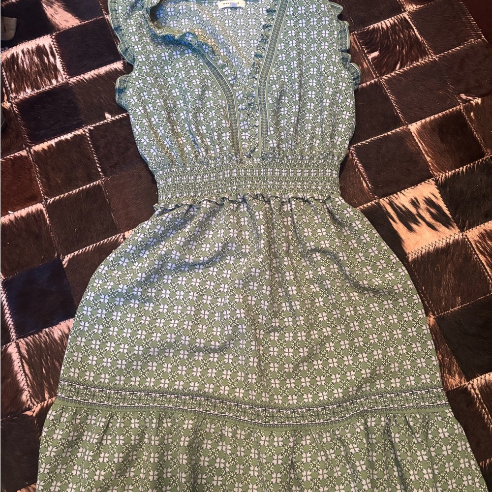 Max Studio Green Patterned Midi Dress